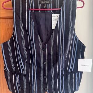 Nordstrom Ellen Tracy Navy & Light Blue Striped Vest